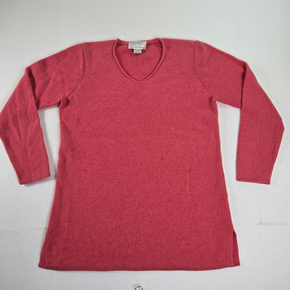Saks Fifth Avenue Cashmere Collection Sweater Womens M Pink V-Neck (T8)